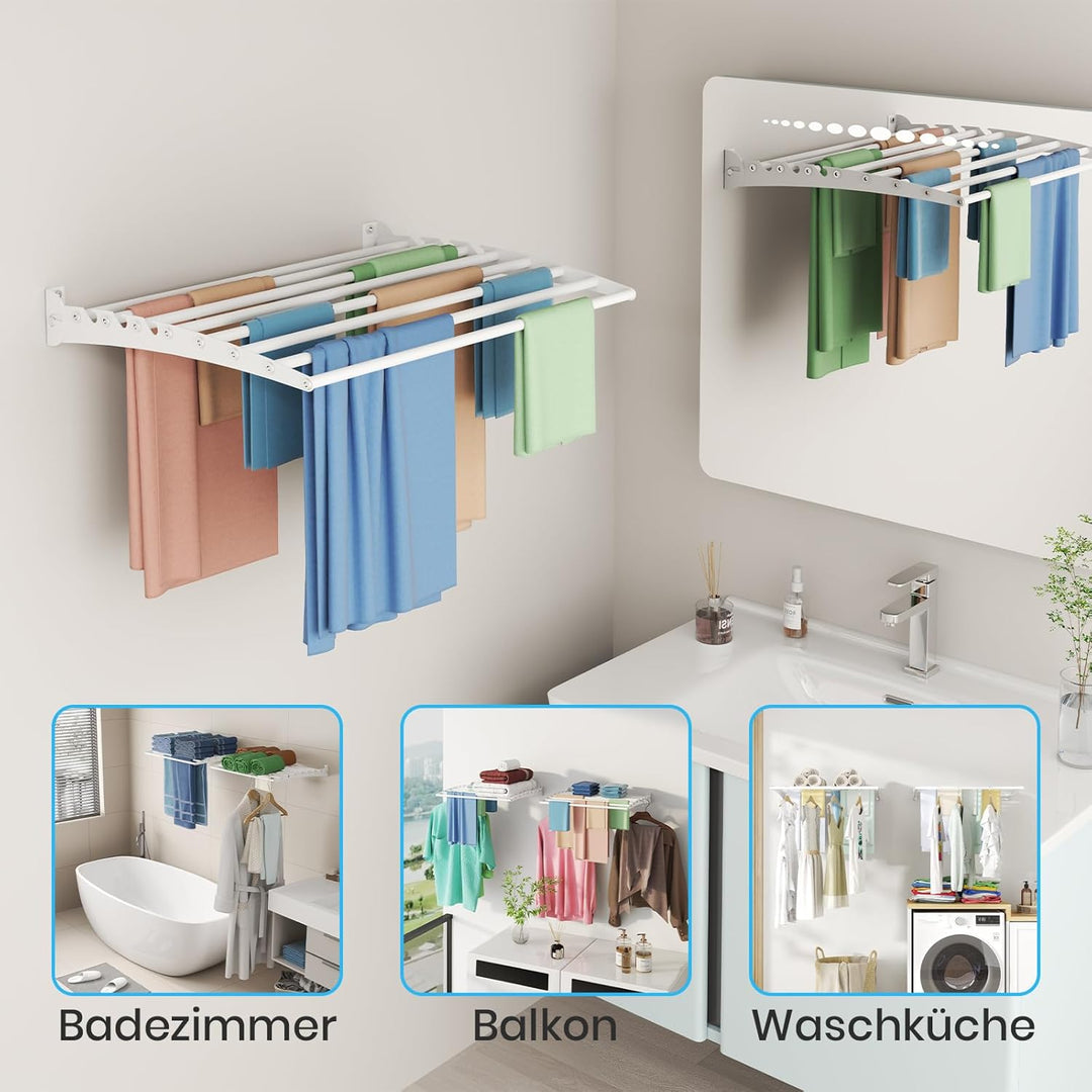 Innotic Wäscheständer Wandmontage Klappbar, Rostfrei, Wasserdicht Platzsparend Wäscheständer Wand fü