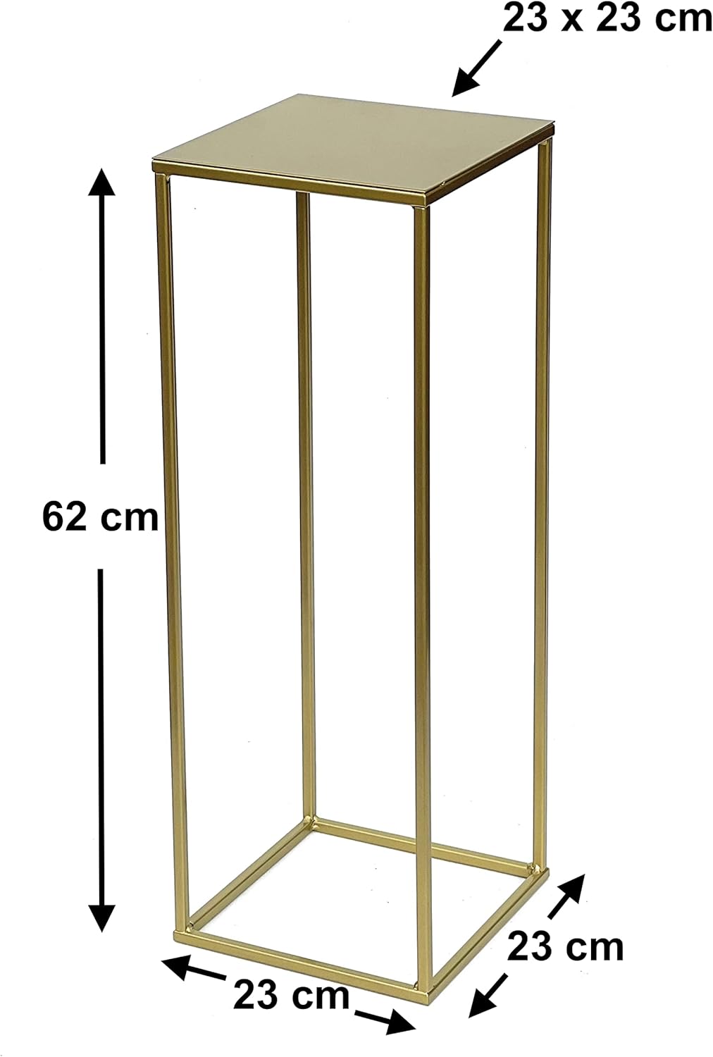 DanDiBo Blumenhocker Metall Gold Eckig 82-42 cm Blumenständer Beistelltisch 96406 Blumensäule Modern