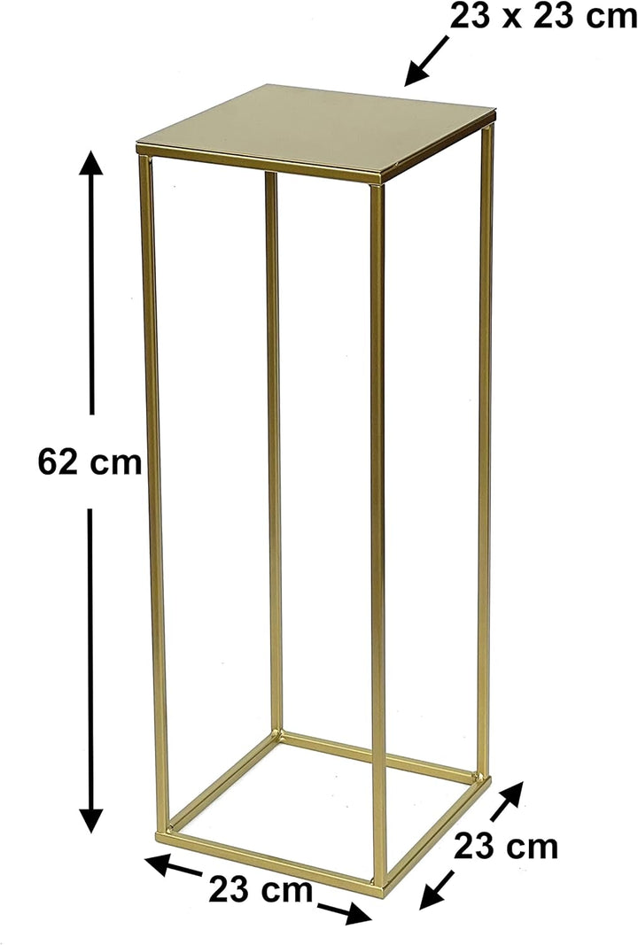 DanDiBo Blumenhocker Metall Gold Eckig 82-42 cm Blumenständer Beistelltisch 96406 Blumensäule Modern