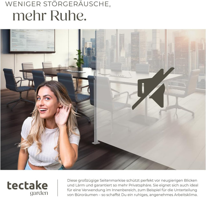 tectake blickdichte Aluminium Seitenmarkise, Wind- und Sichtschutz für Balkon, Garten und Terrasse,
