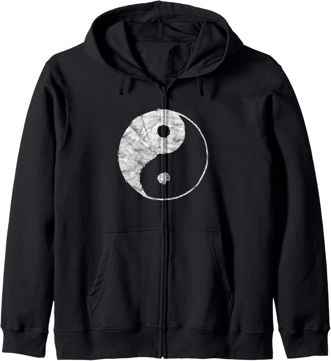 Vintage White Yin Yang Eighties Minimalist Graphic Kapuzenjacke