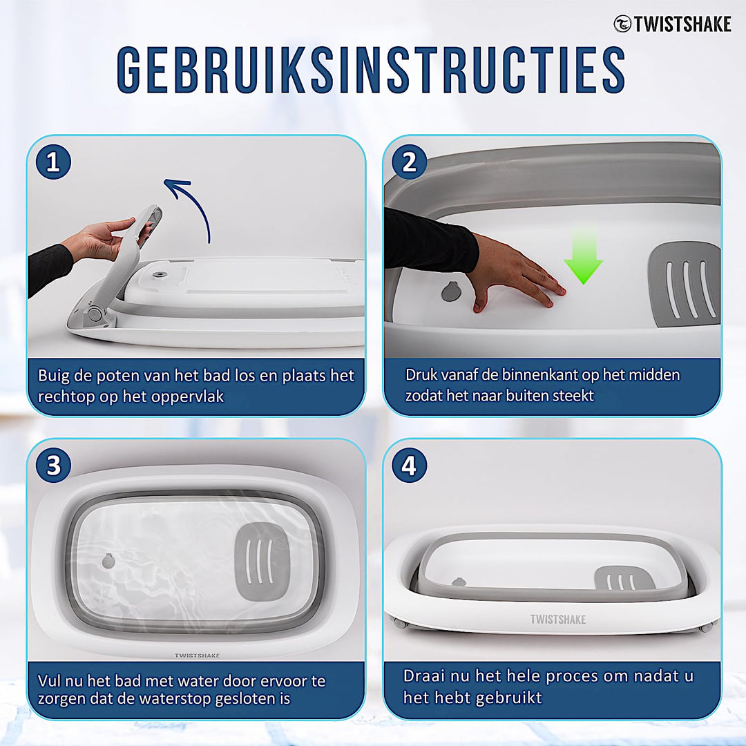 Twistshake faltbare und rutschfeste Babybadewanne | Ergonomisch zusammenklappbar und sicher | Tragba