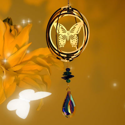 Sonnenfänger Kristall Windspiel,5 Stück Baum Eulen Kolibri Schmetterling Fee Kristall Anhänger Deko,