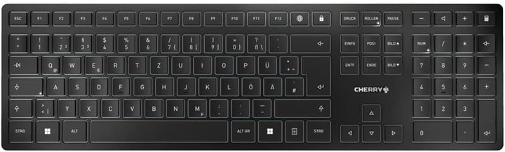 CHERRY KW 9100 Slim, kabellose Tastatur, Deutsches Layout,schwarz Silber & MW 9100, kabellose und wi