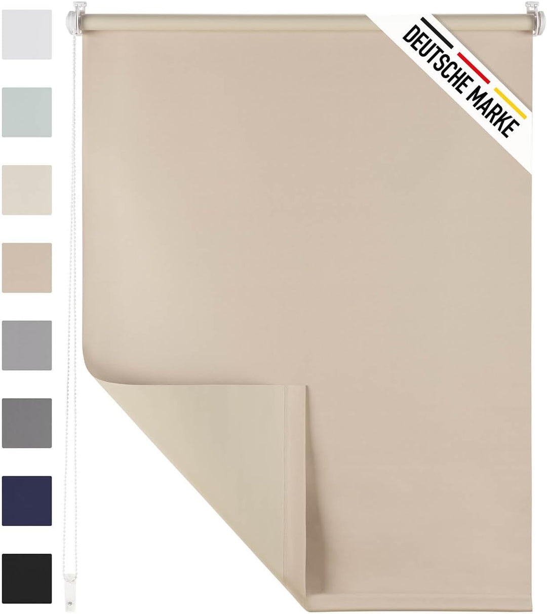 Blumtal Verdunklungsrollo 100 x 130-155 cm - Klemmfix Rollo ohne Bohren - Thermorollo Klemmfix - Fen