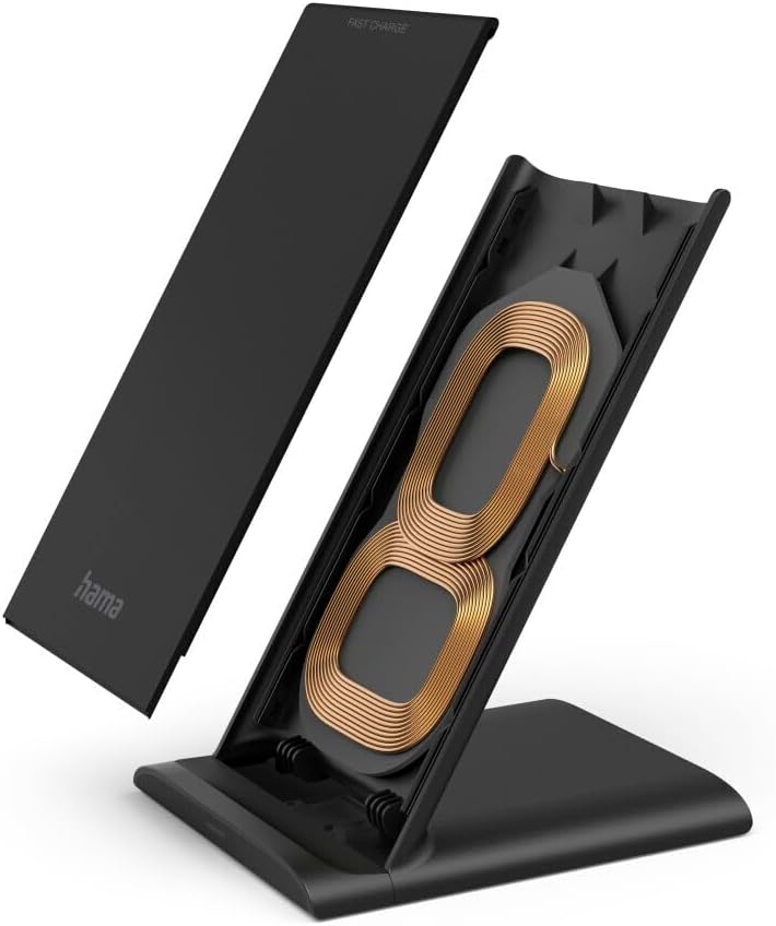 Hama Kabelloses Ladegerät QI-FC10S (Schnellladegerät, 10 W, Qi-Technologie, USB-C-Ladekabel), Schwar