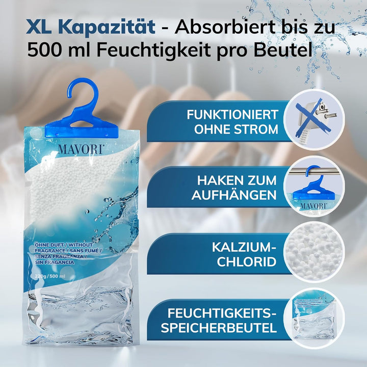 MAVORI 10er Set XL Luftentfeuchter zum Aufhängen I Luftentfeuchter Beutel I Entfeuchter Schrank und