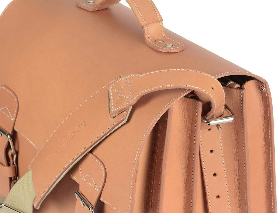 Ruitertassen Lehrertasche Leder 40cm 3 Fächer Schultasche Aktentasche Natur braun Damen Herren