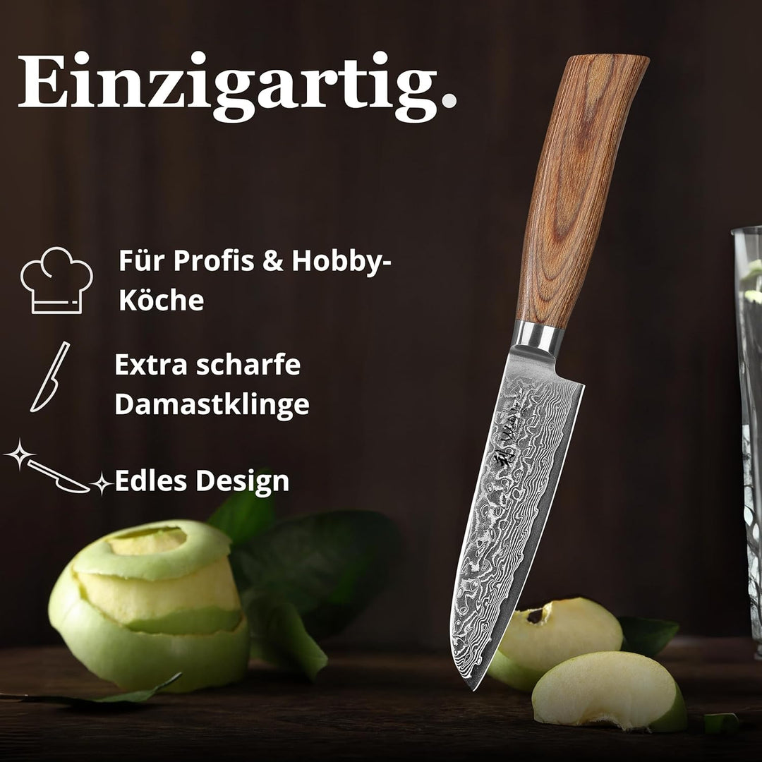 Wakoli EDIB Pro Damast Kleines Santokumesser 11,50 cm Klinge extrem scharf aus 67 Lagen mit VG10 Sta