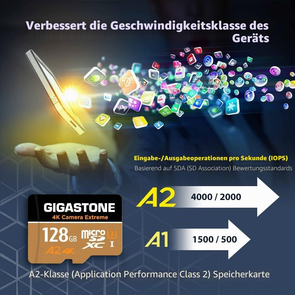 [5 Jahre kostenlose Datenwiederherstellung] Gigastone 4K Kamera Extreme 128GB MicroSDXC Speicherkart