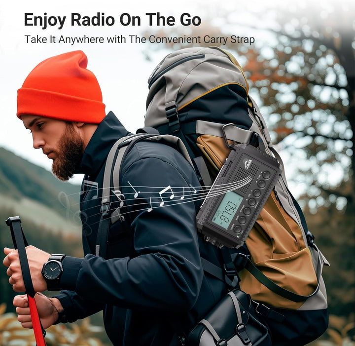AM/FM/SW Baustellenradio, Kurbelradio mit Weltempfänger, Notfallradio Typ C Anschluss, Powerbank/SOS