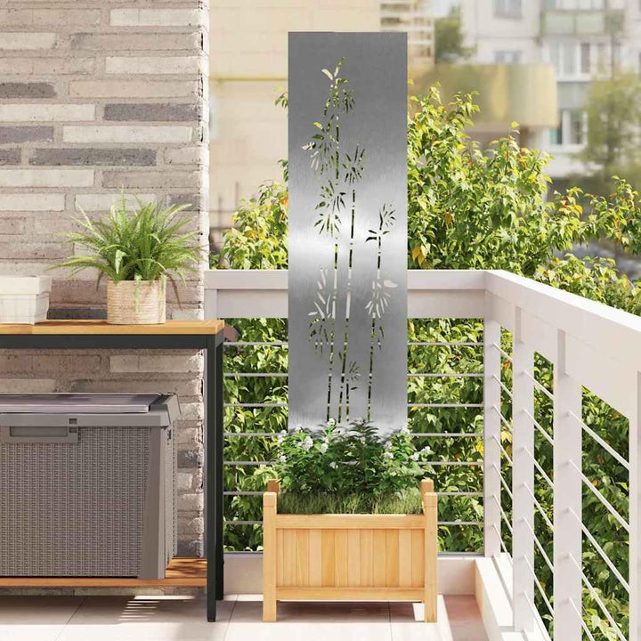 vidaXL Garten Sichtschutz-Leinwand Floral Silber 32 x 140 cm Edelstahl, Garten und Terrasse, Rechtec