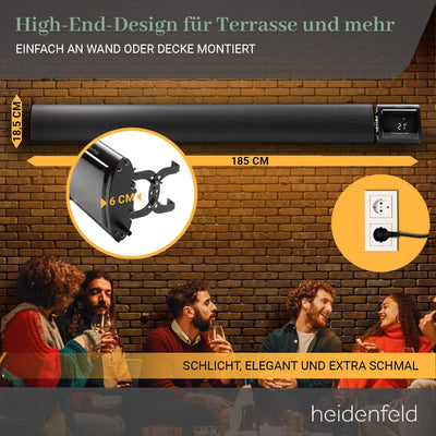 Heidenfeld Dunkel Heizstrahler Inferno DH700 | 𝟑 𝐉𝐀𝐇𝐑𝐄 𝐆𝐀𝐑𝐀𝐍𝐓𝐈𝐄 - App Steuerung - 3200 Watt - 5-45°C