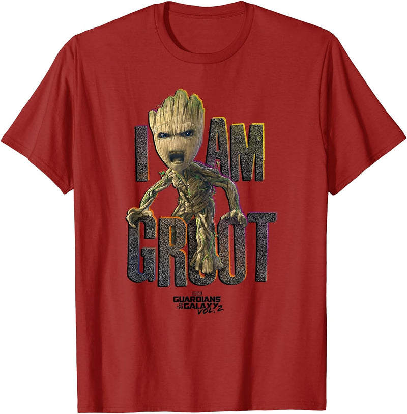 Marvel Womens Guardians Vol.2 I AM Groot Cute Angry T-Shirt C2 Large Red