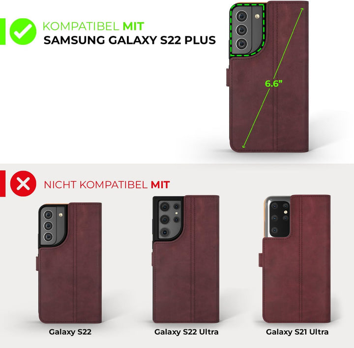 Snakehive Galaxy S22 Plus 5G Hülle Leder | Stylische Handyhülle mit Kartenhalter & Standfuss | Handy