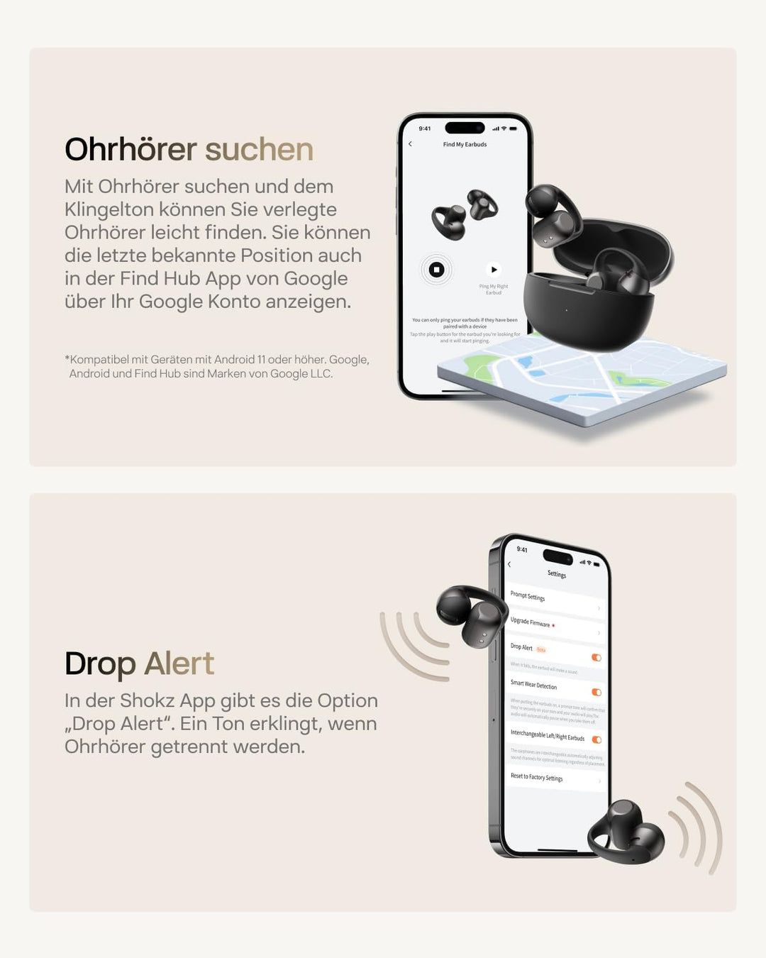 SHOKZ OpenDots 2 Open-Ear Clip-On Earbuds, verbessertes Dolby Audio mit Deep Bass, 40 Std. Laufzeit,