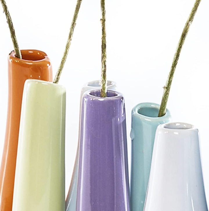 Chive - Pooley 2 Blumenvase aus Keramik, 8 Röhren, Orange mit blaugrünem und violettem Sortiment Far