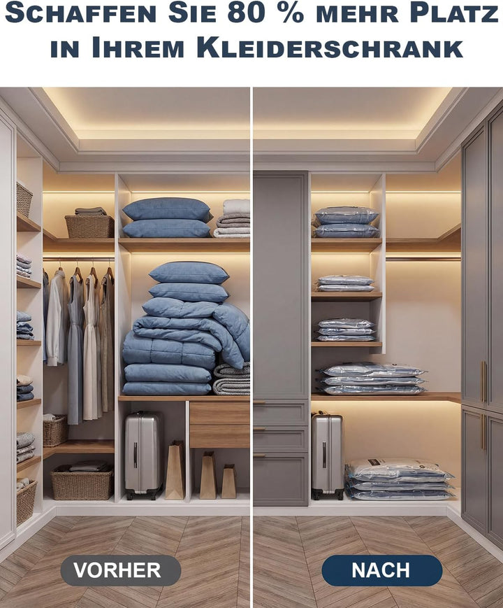 Vakuumbeutel für Kleidung, 4er-Set Vakuumbeutel (4 * 100x80cm), Vacuum Bags for Clothing für Reisen,