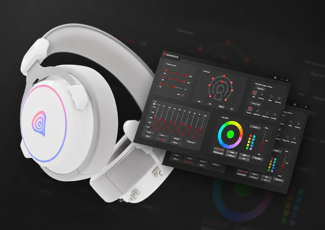 Genesis Neon 764 RGB Gaming Headset USB mit Virtual 7.1 Surround Sound, 50mm Treiber, ENC Mikrofon,