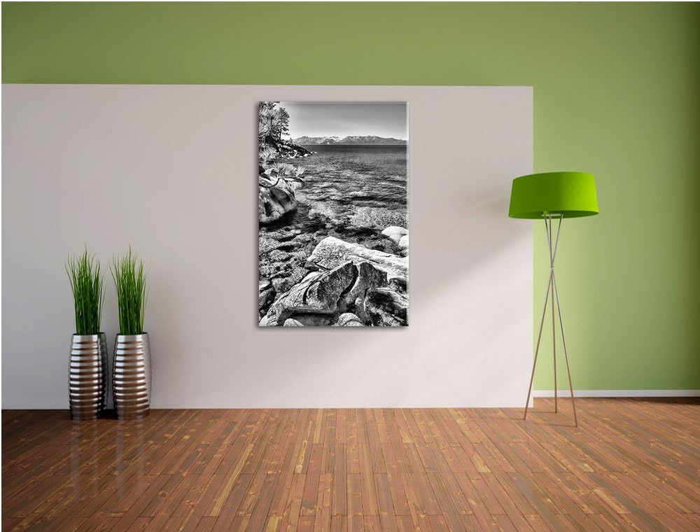 Pixxprint Monocrome, Steinbucht im Mittelmeer, Format: 100x70 auf Leinwand, 100x70