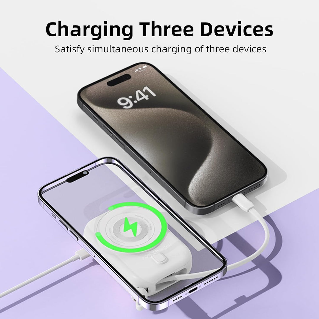 Mini Powerbank 10000mAh mit Magnetischer Schnellladung & 20W PD, 22.5W Max, Tragbare Externe Batteri