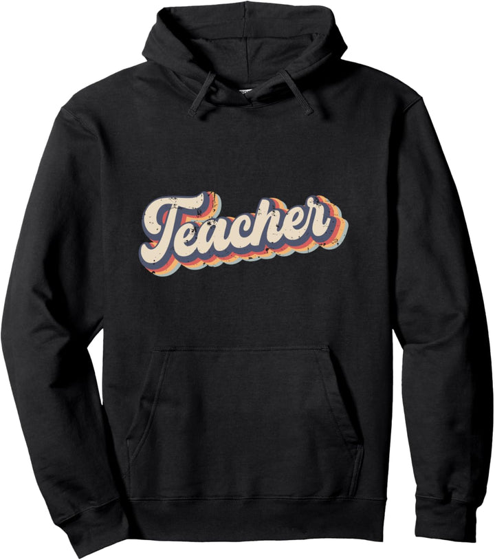 Teacher Vintage Rainbow Pullover Hoodie