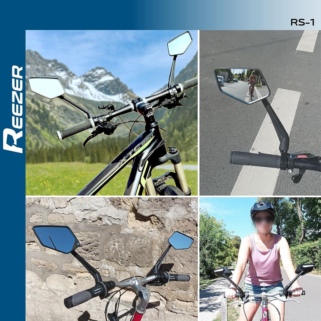 REEZER Fahrradspiegel rechts mit extra grosser Spiegelfläche - 360° verstellbarer Fahrrad Spiegel fü