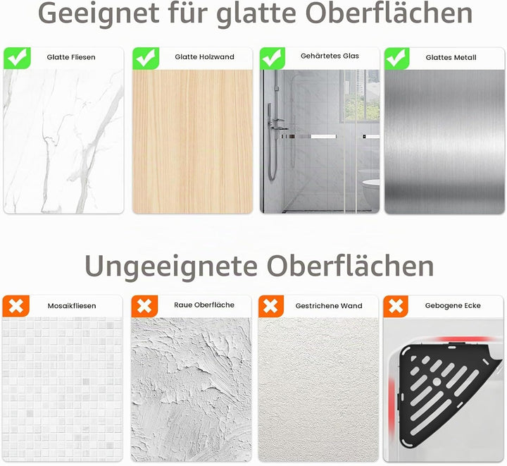 Sotfamily Plastik Duschablage ohne Bohren Ecke (Nur Für 90°), 4 Stück Duschregal Badregal ohne Bohre