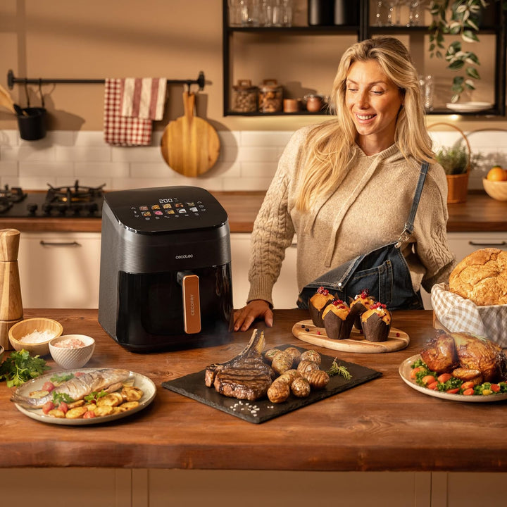 Cecotec Heissluftfritteuse mit Grill 6,5L Cecofry&Grill Smokin' 6500 Plus. 2200 W, Fritteuse, Grill