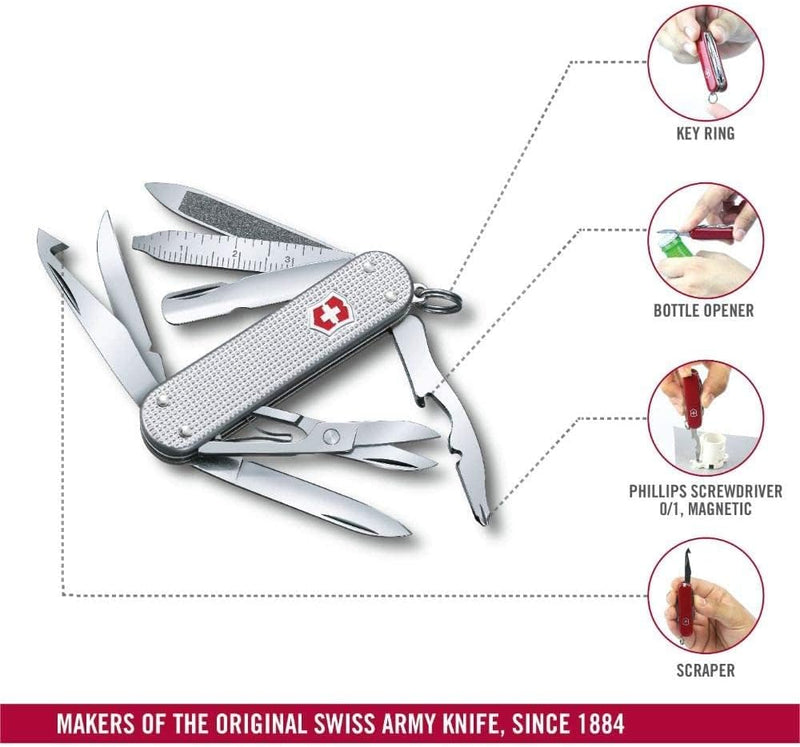 Victorinox Schweizer Taschenmesser, Mini Champ, Swiss Army Knife, Multitool, 14 Funktionen, Brieföff