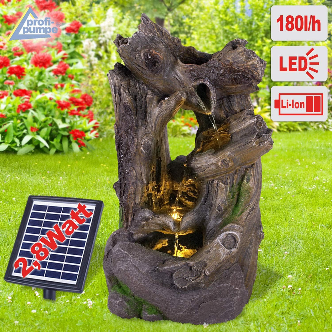 Solar Gartenbrunnen Brunnen Solarbrunnen Wald-GEFLÜSTER Zierbrunnen Wasserfall Gartenleuchte Teichpu