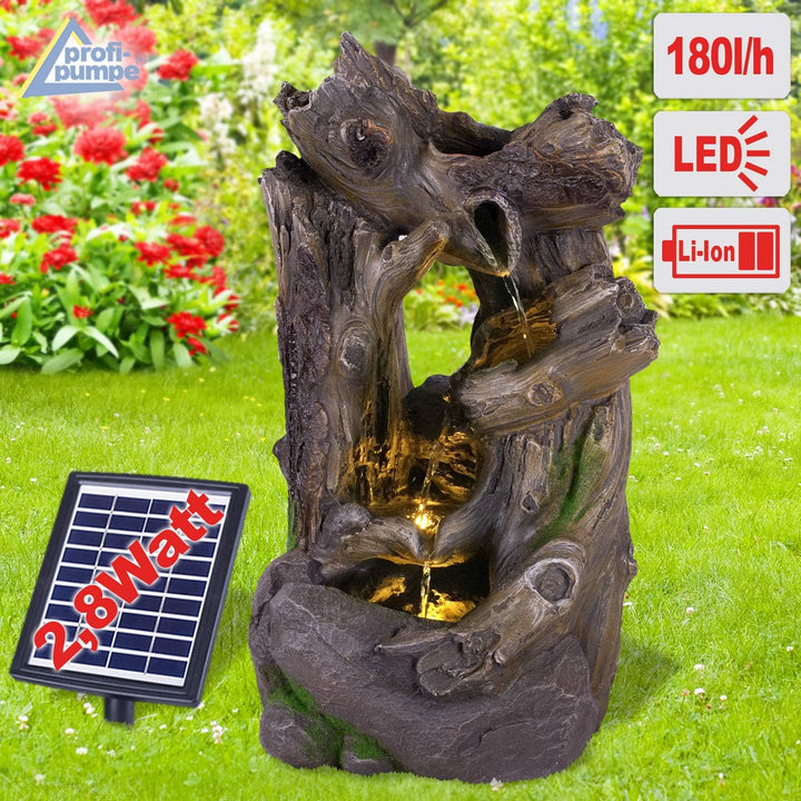 Solar Gartenbrunnen Brunnen Solarbrunnen Wald-GEFLÜSTER Zierbrunnen Wasserfall Gartenleuchte Teichpu