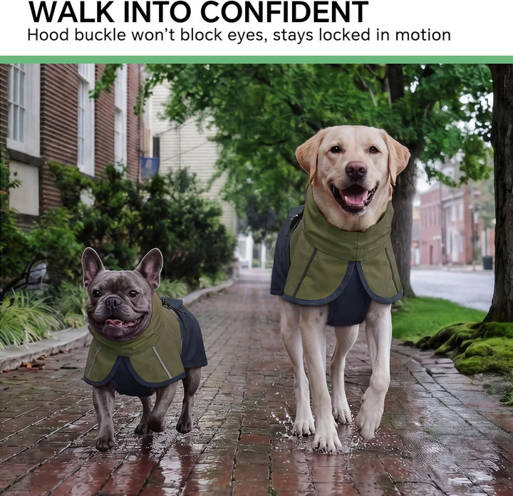 Luciphia Regenmantel Hund Wasserdicht,Reflektierende Hundemantel mit Kapuze und Taschen, Grössenvers