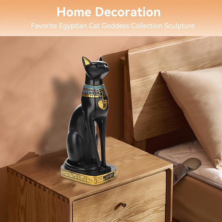 HERCHR Ägyptische Katzenstatue, Bastet-Katze Bastet Katze, Schwarze Katzenfiguren Sammler-Skulptur F
