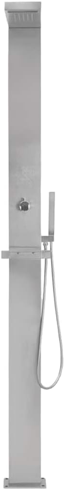 Gartendusche mit Duschkopf Einstellbare Temperatur Pooldusche für Garten Outdoor Edelstahl Quadratis