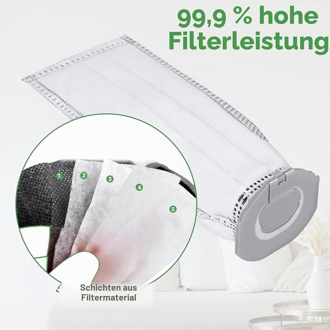 12 Stück Staubsaugerbeutel für Vorwerk Kobold VK7 Akku-Staubsauger, Kobold FP7 Premium Filtertüten E