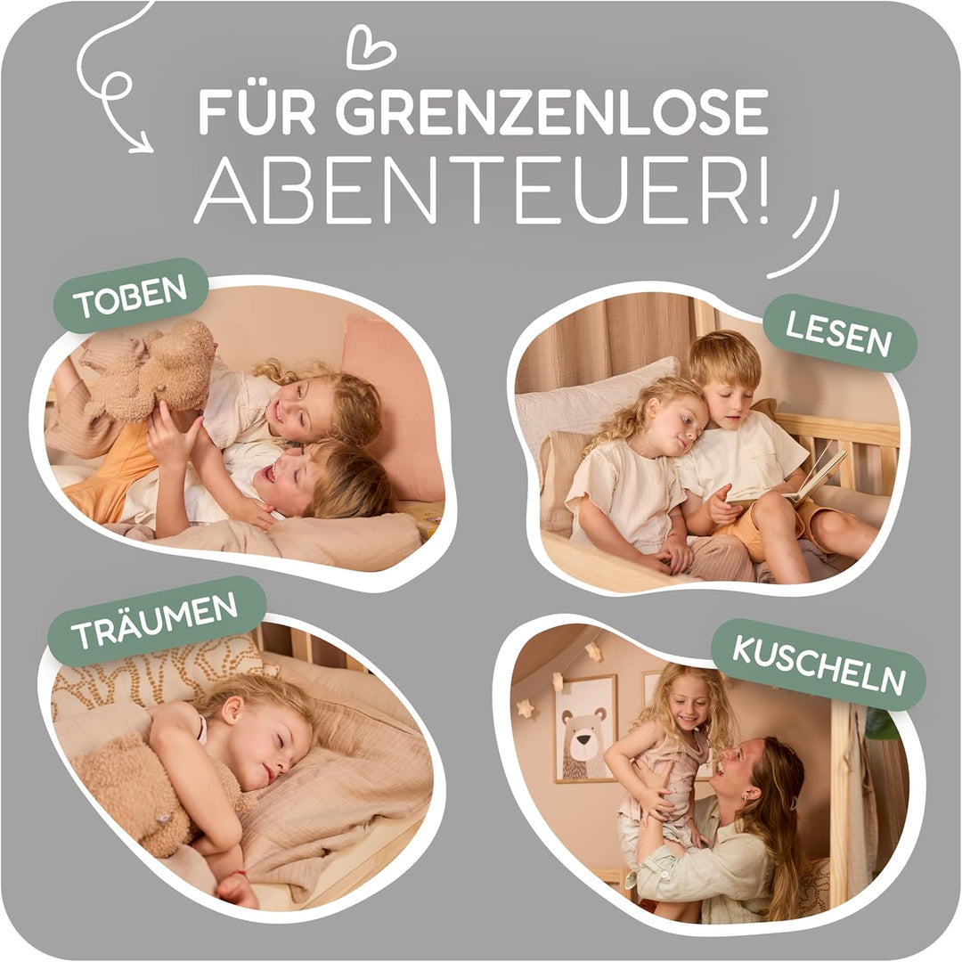 Hausbett Himmel – Aus weichem Musselin in 7 Farben – 100% Bio-Baumwolle – Traumhafte Hausbett Deko &