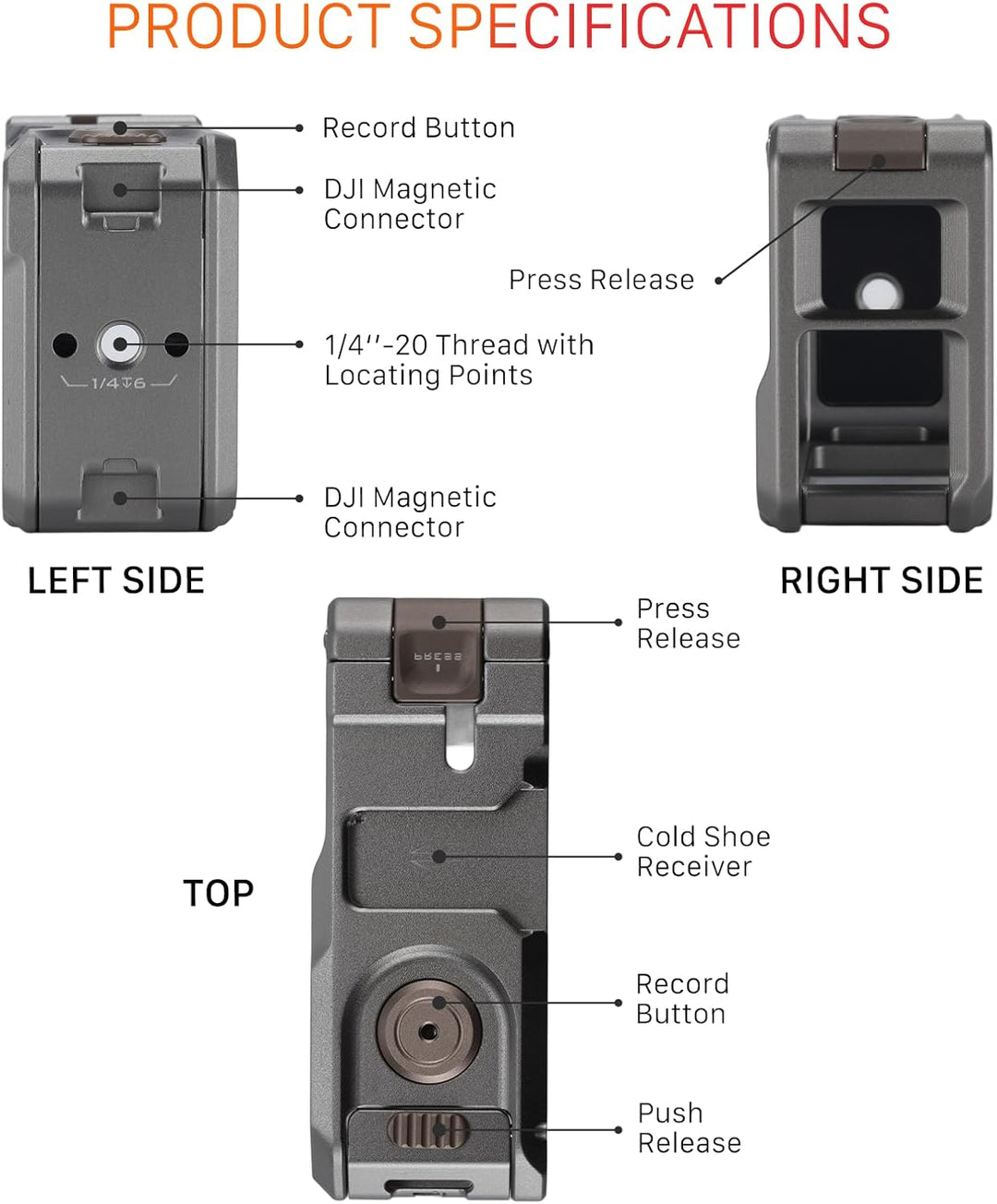 Tilta DJI Osmo Action 5 Pro Cage, Kamera-Käfig-Basisset Kompatibel mit DJI Osmo Action 3, Action 4,