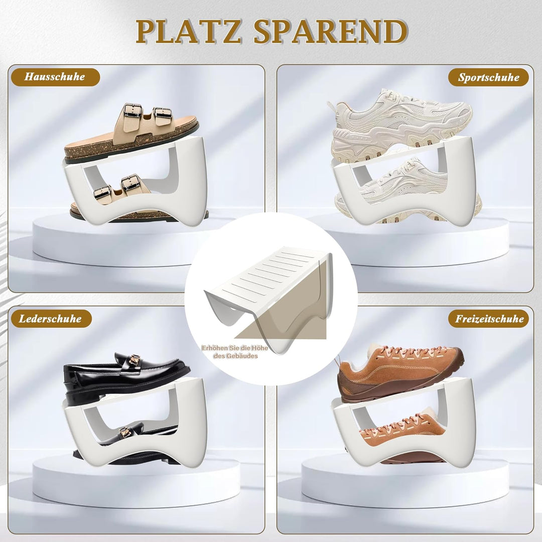 HENGMEI 20 Stück Schuhschlitze Organizer Rutschfest Schuhhalter Doppelschicht Schuhstapler Schuhaufb