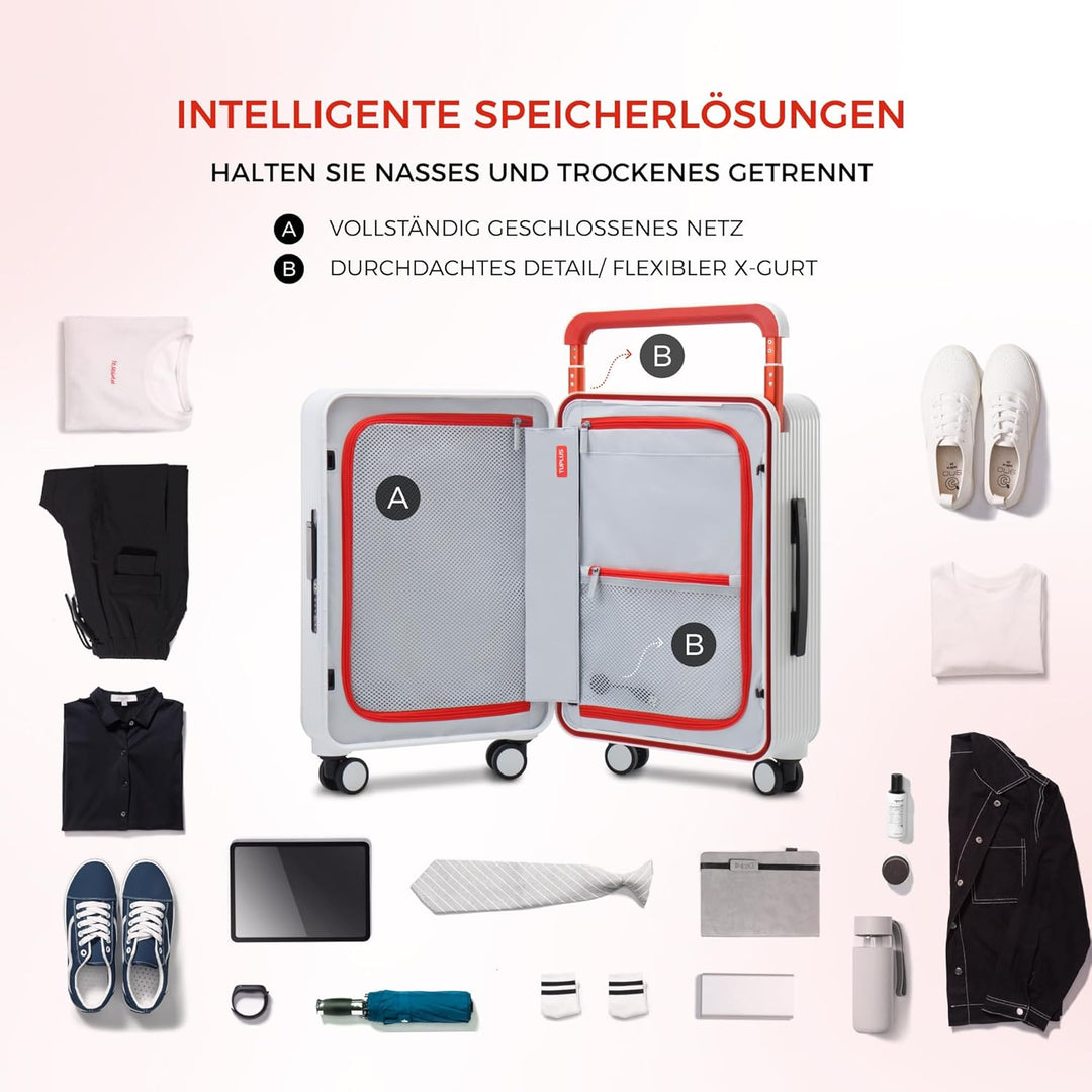 TUPLUS Koffer Trolley ABS Rollkoffer mit 4 Rollen Reisekoffer Handgepäck Hartschalenkoffer mit TSA S