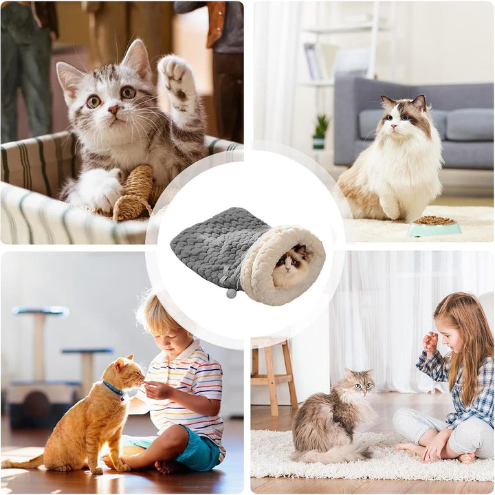 Katzenschlafnest,Kuschelig Warmes Bett Zum Schlafen | Umhüllter Weicher Warmer Schlafsack Für Katze