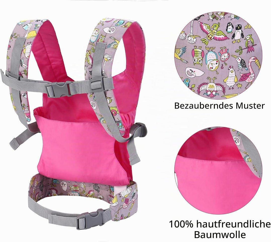 Miracle Baby Babypuppentrage für Kinder, Vorder- und Rückentrage mit verstellbaren Trägern für Mädch