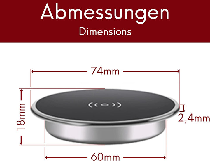 kalb | Qi Einbau Schnellladegerät 20 Watt Fast Charge Wireless Induktion Charger drahtlos Ladestatio