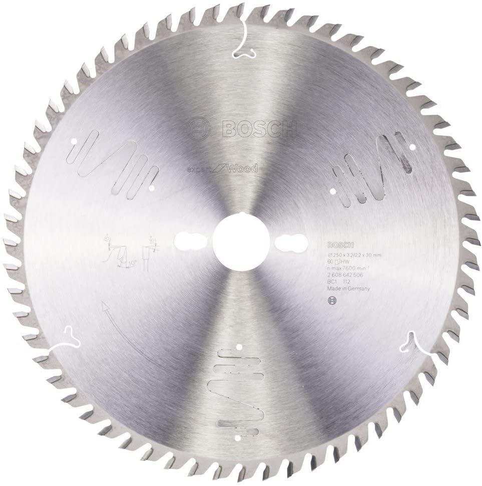 Bosch Professional 1x Kreissägeblatt Expert for Wood (Holz, Sägeblatt Ø 250 x 30 x 3,2 mm, 60 Zähne,