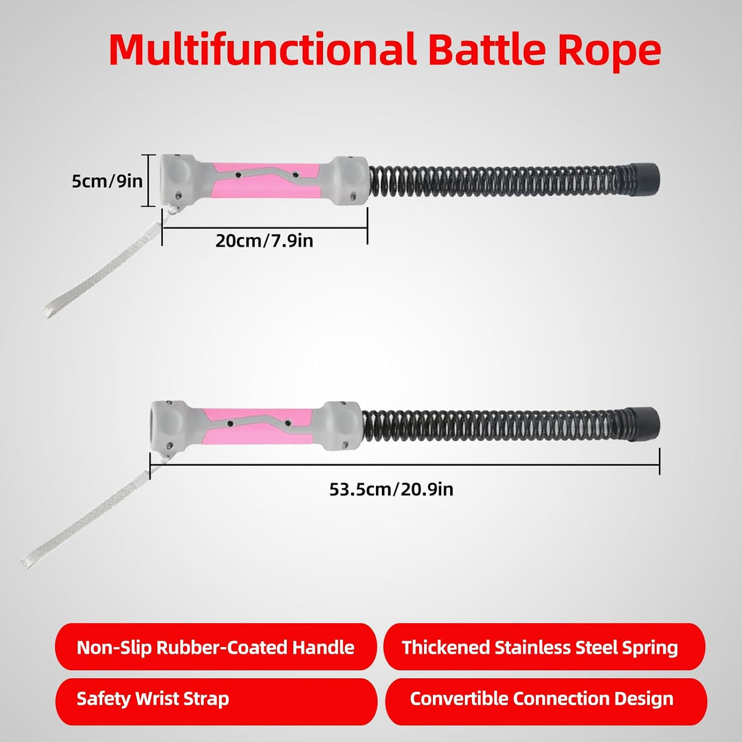 3-in-1 Seilfreie Kampfseile 2pcs, Battle Ropes mit Gummibeschichtetem Rutschfester Griff, Verdicktem