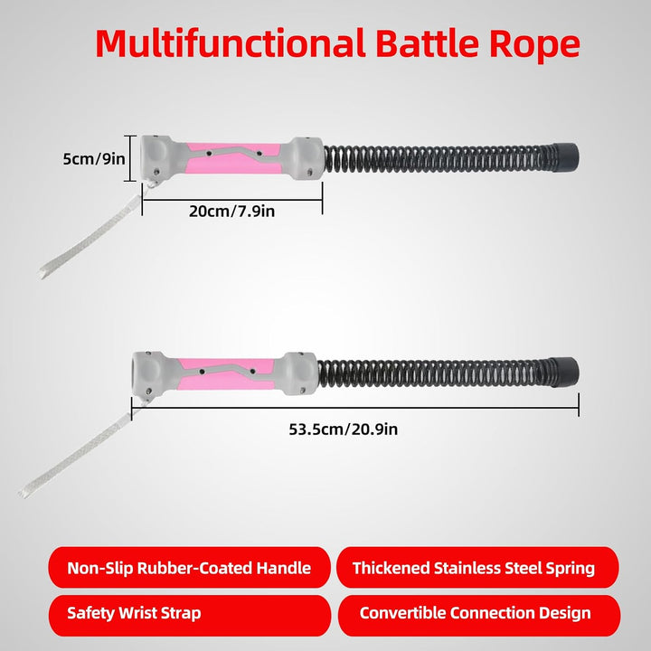 3-in-1 Seilfreie Kampfseile 2pcs, Battle Ropes mit Gummibeschichtetem Rutschfester Griff, Verdicktem