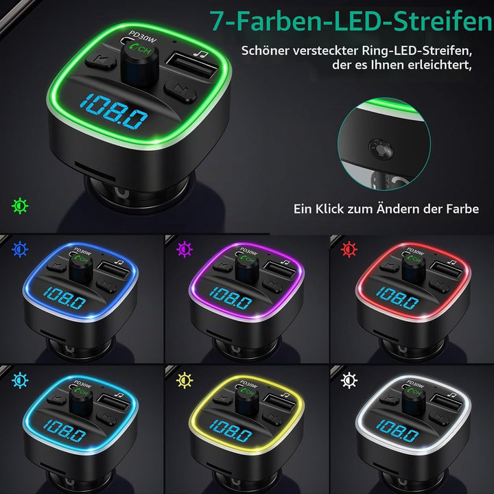ORIA Bluetooth 5.3 FM Transmitter, Autoradio Adapter Bluetooth Car Kit, PD 30W Schnelles Autoladeger