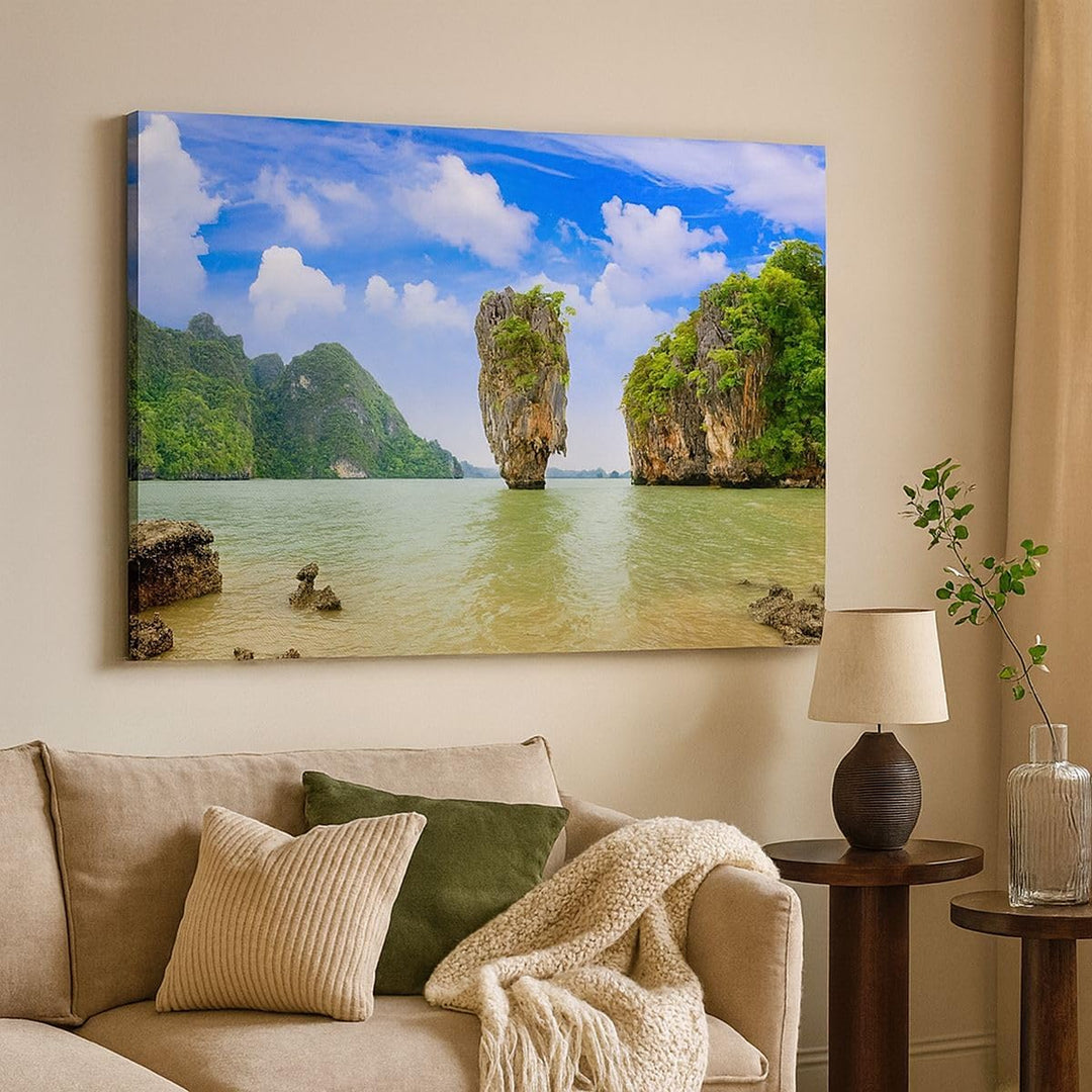 Bilder auf Leinwand 100x70cm Leinwandbild Stein Strand Landschaft Gross Wanddeko Bild Schlafzimmer K