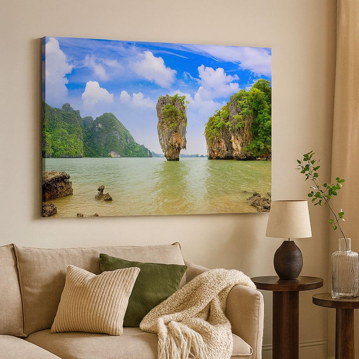 Bilder auf Leinwand 100x70cm Leinwandbild Stein Strand Landschaft Gross Wanddeko Bild Schlafzimmer K