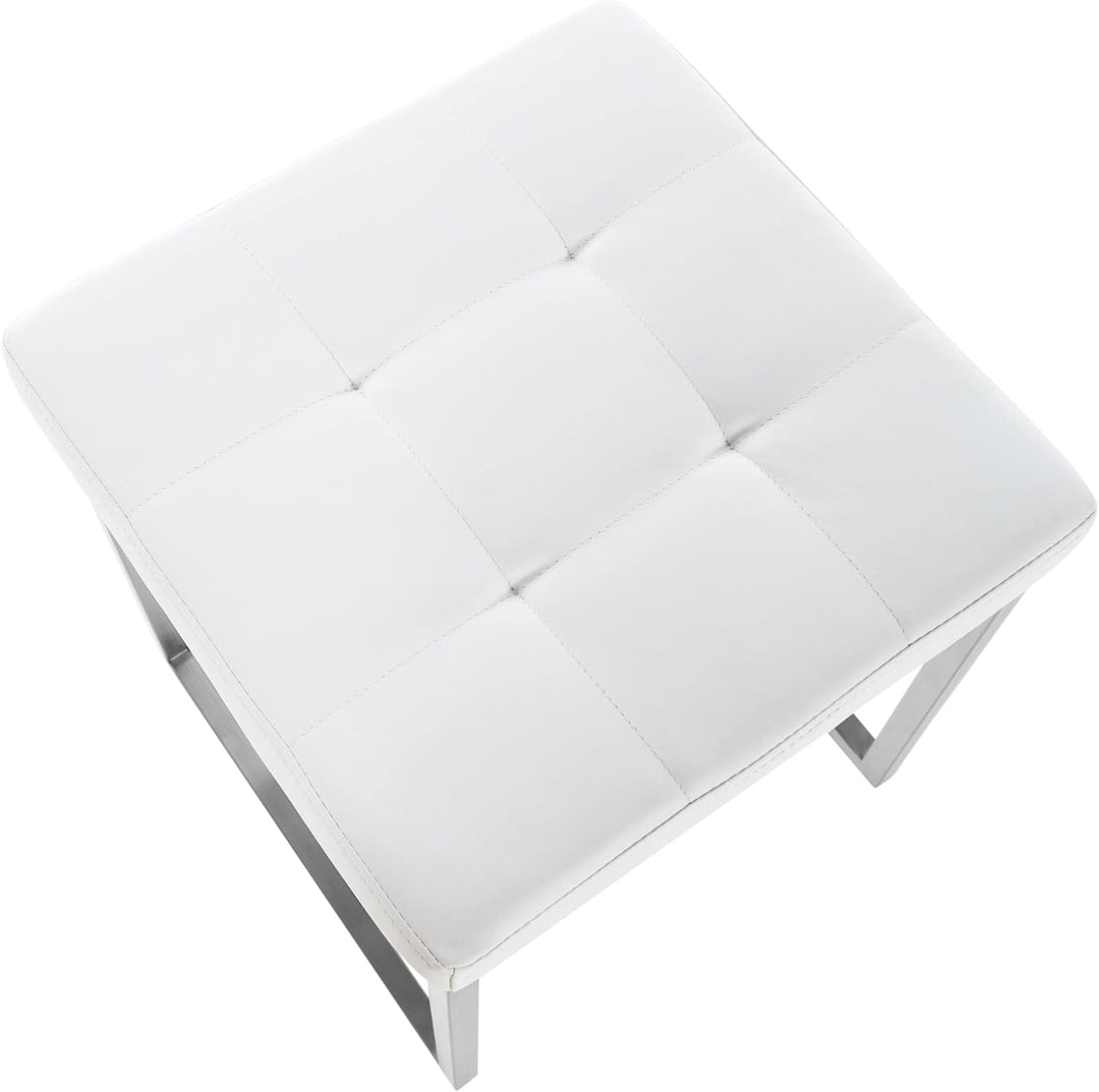 CLP 2er Set Edelstahl-Sitzhocker Barci Kunstleder I Moderne Hocker Mit Hochwertiger Polsterung Und B